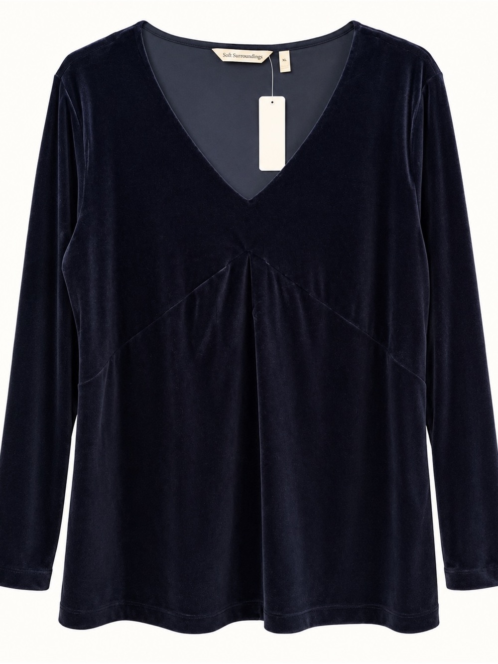 Soft Surroundings Isolde Velvet Tunic Black XL 18 NWT Long Sleeve V Neck s214